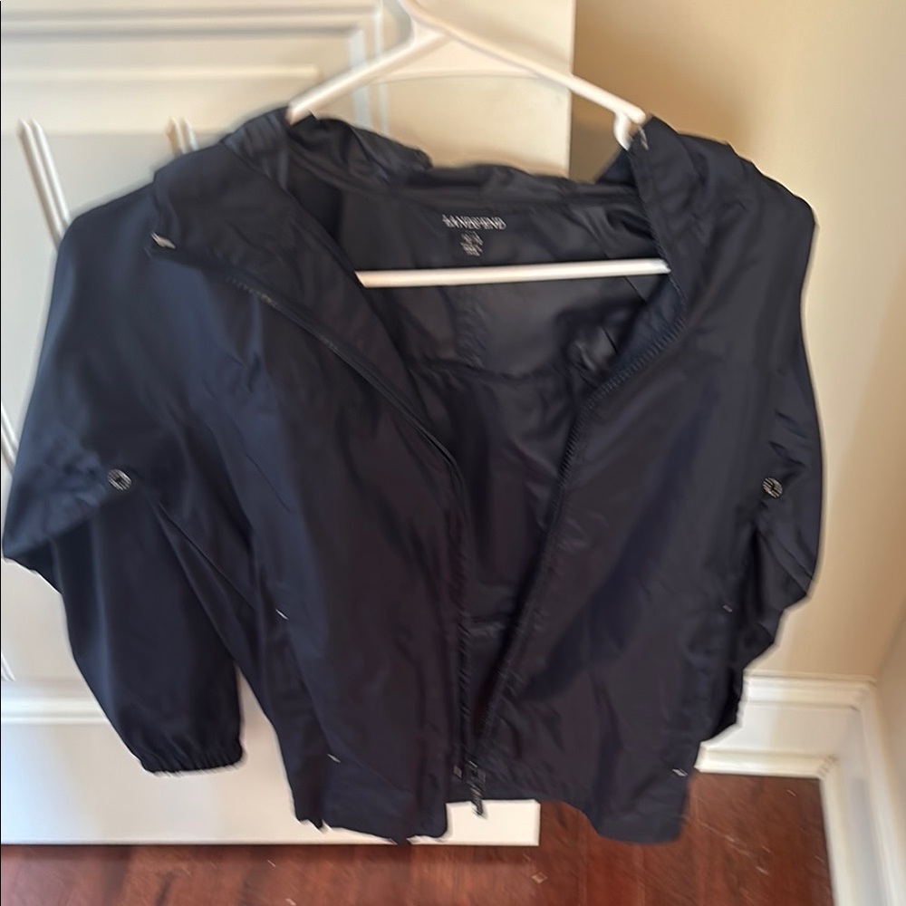 Lands' End boys’ hooded navy rain jacket